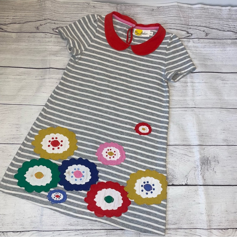 Mini Boden Striped Peter Pan Collar Dress